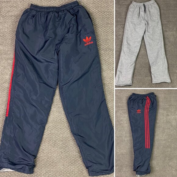 Vintage 90s Y2K Adidas Reversible Track Pants Men's Medium Blue Trefoil Firebird - Picture 1 of 15